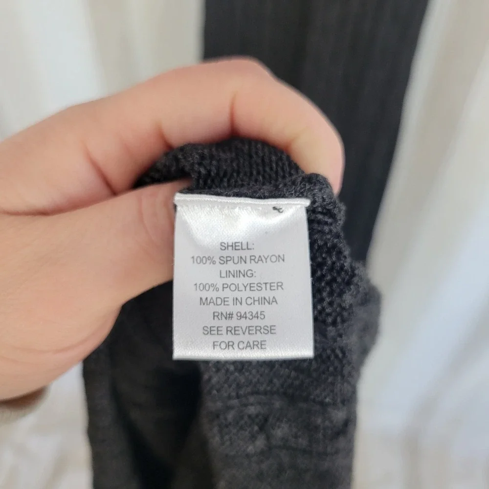 Boston Proper Knit Sweater Maxi Dress Charcoal Gray Sleeveless Size Small‎